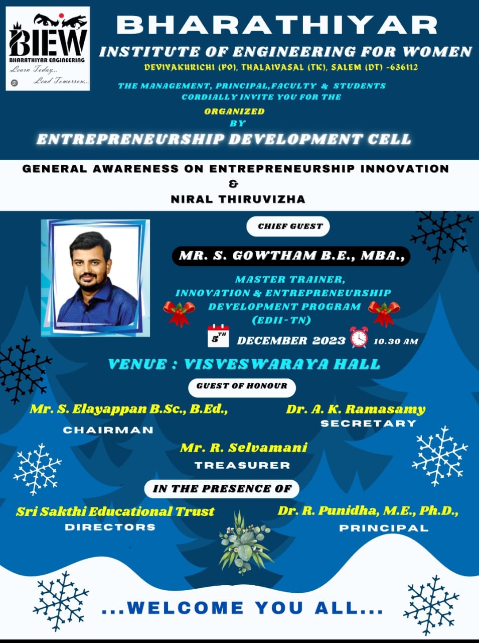 Read more about the article Entrepreneurship Development Cell-General Awareness of Entrepreneurship Innovation & Niral Thiruvizha
